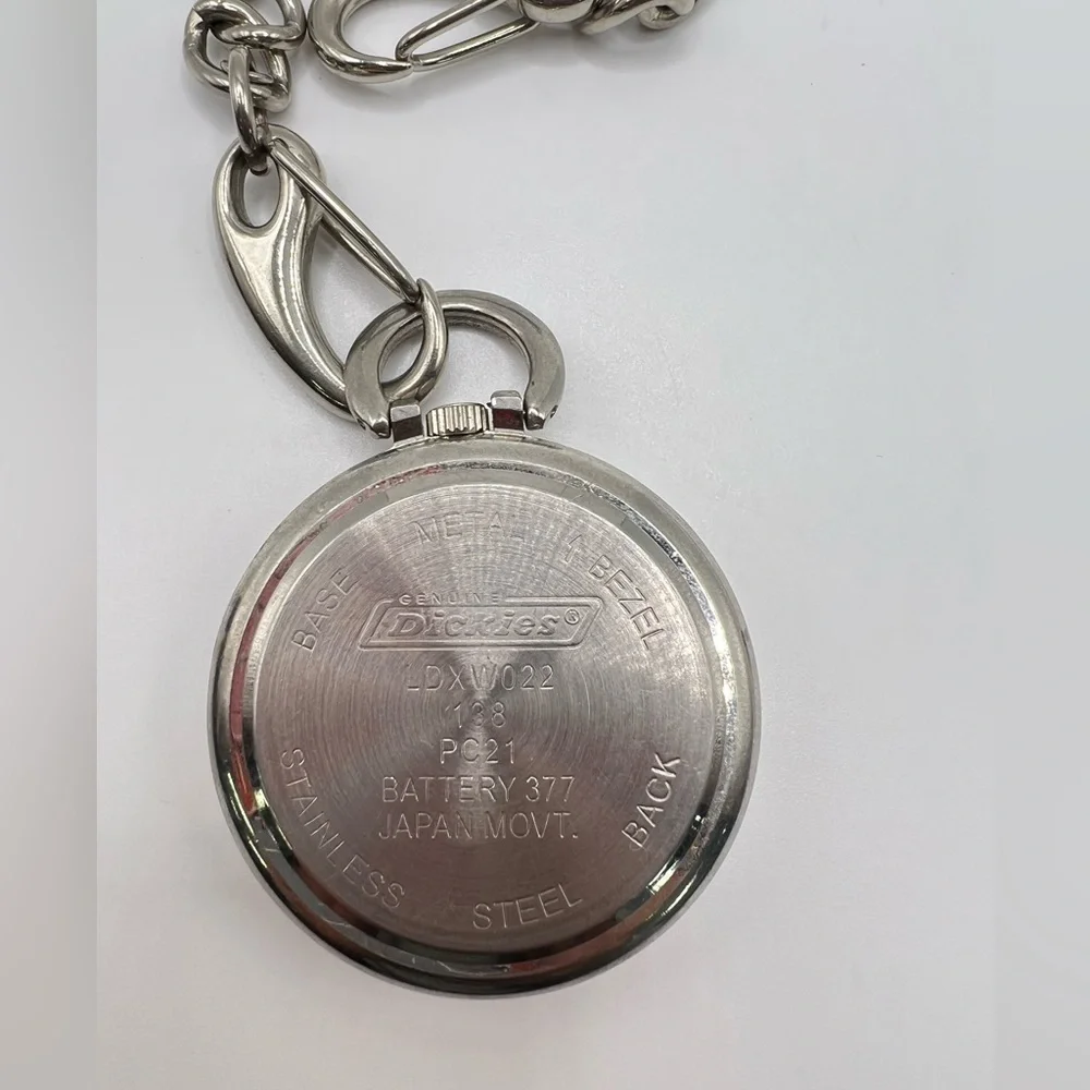 Dickies Pocket Watch w/ Chain – Needs Battery – Blue Dial